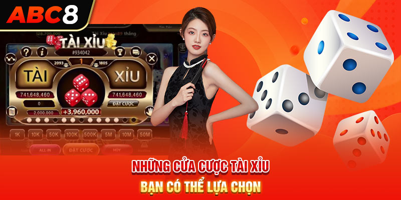 Những cửa cược tài xỉu bạn có thể lựa chọn